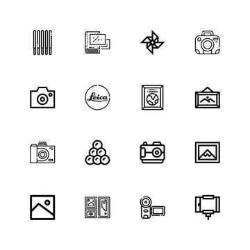 Editable 16 photography icons for web and mobile