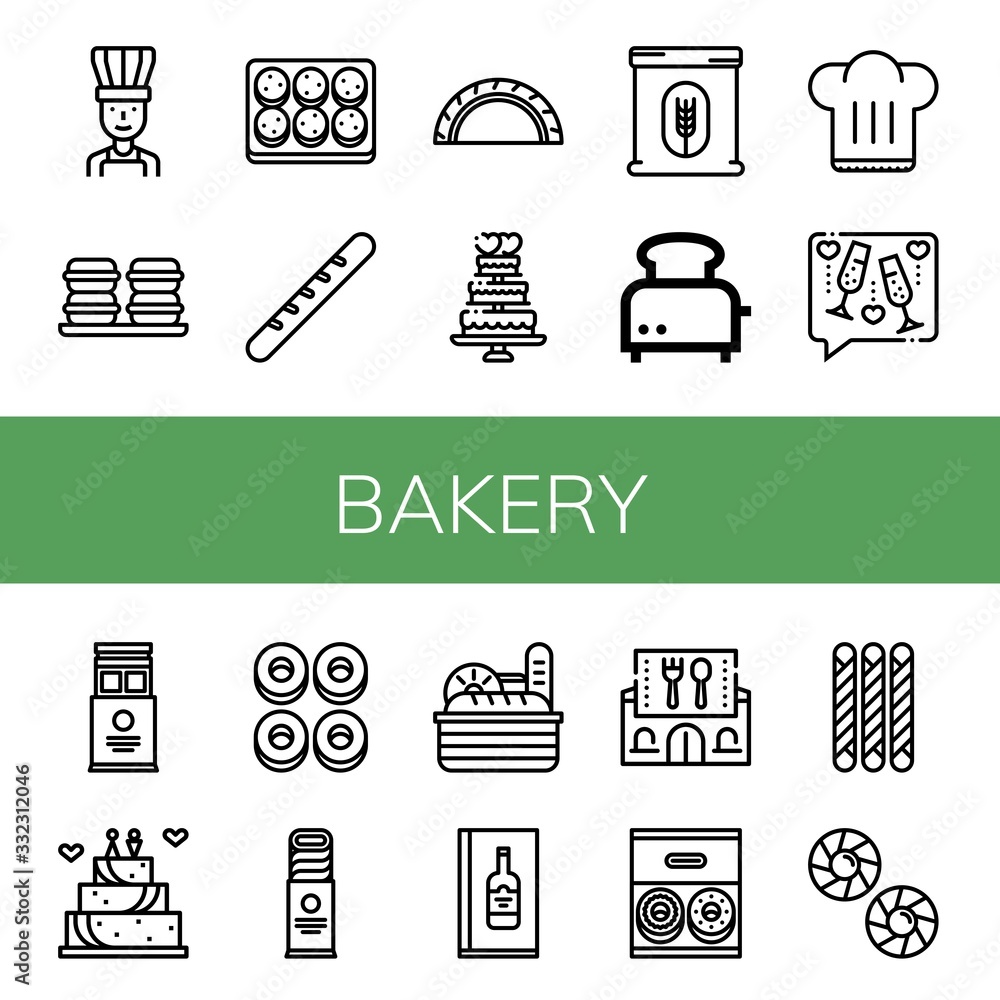 Wall mural set of bakery icons