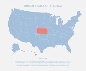 United states of America, state Kansas USA map