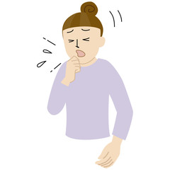 Illustration of a woman who is coughing terribly.