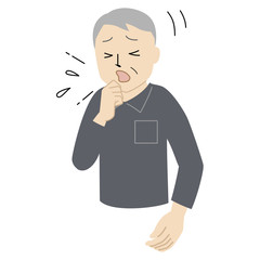Fototapeta na wymiar Illustration of a Senior man who is coughing terribly.