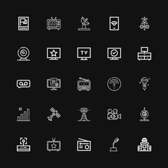 Editable 25 broadcast icons for web and mobile