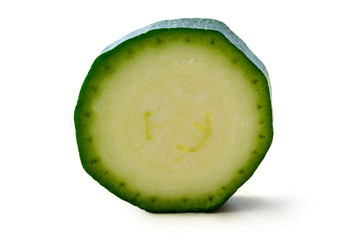fresh green zucchini slice isolated on white