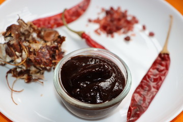 Tamarind Chutney or Imli Chutney, sour and tangy sauce made from Tamarind pulp extract and  jaggery