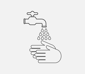 Hand washing icon. Vector illustration, flat design.