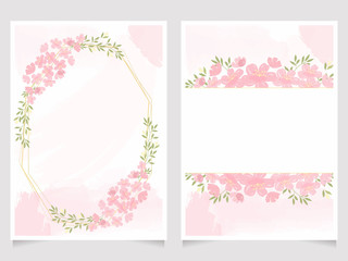 cherry blossom branch 5x7 invitation card background template collection