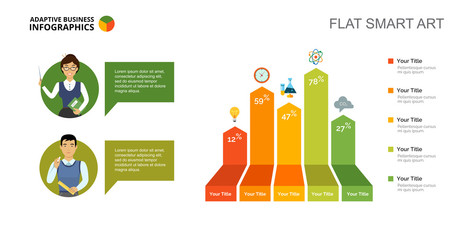 Bar diagram. Percentage chart, arrow diagram, layout. Creative concept for infographics, presentation, project. Can be used for topics like education, science, teaching.
