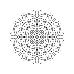 Easy mandala like flower, basic and simple mandalas coloring book for adults, seniors, and beginner. Digital drawing. Floral. Flower. Oriental. Book Page.