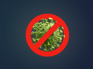coronavirus. virus. Ban, removal, treatment. Medicine, health. 3d rendering © TigerArt