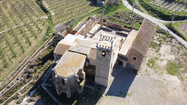Top view of the monastery of Our Lady of Angels. Catalonia. Spain