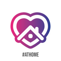 Stay at home symbol. Heart and house vector icon. Stayhome campaign for pandemic coronavirus outbreak prevention.
