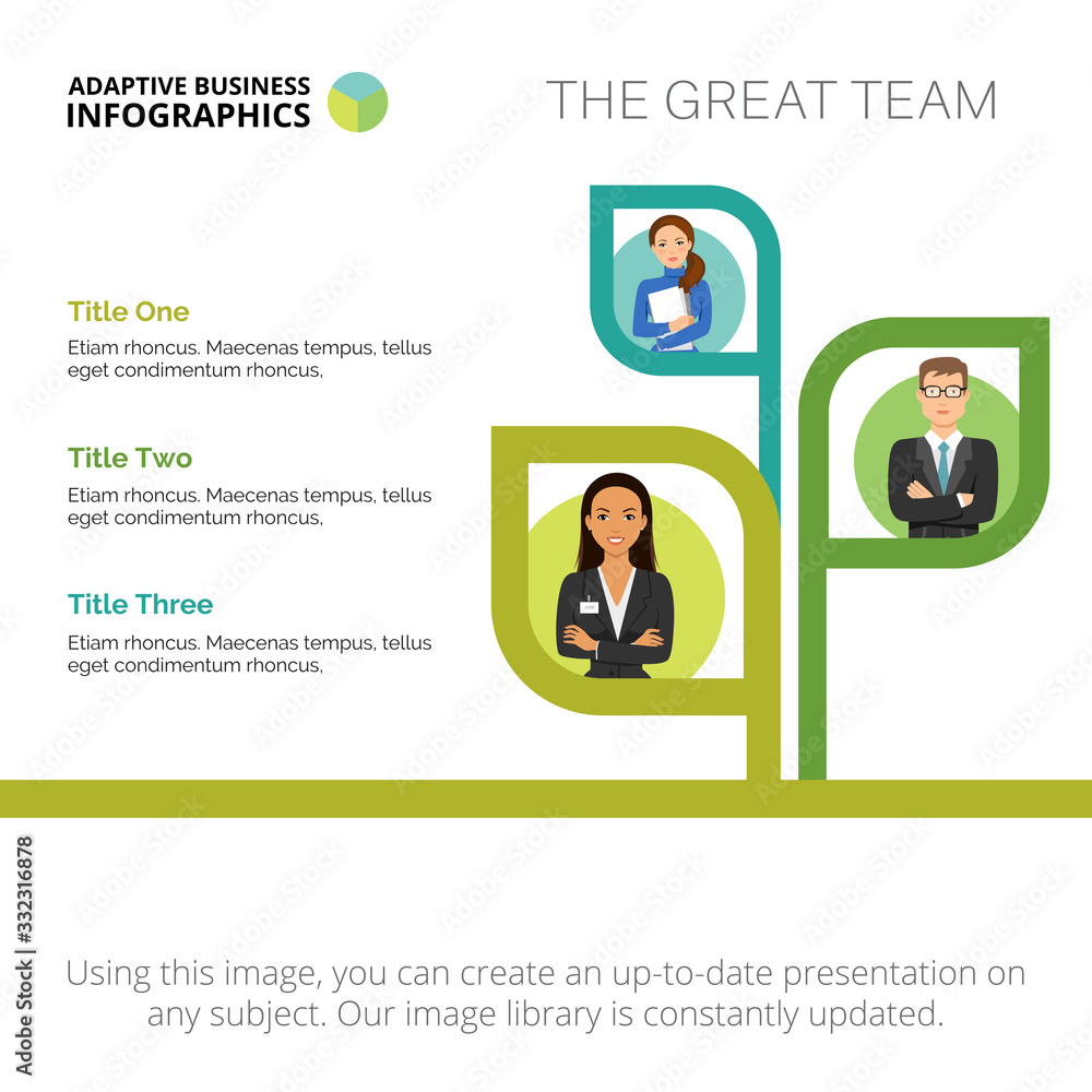Aufkleber tree chart with three options. team structure, human resource, tree diagram. creative concept for in