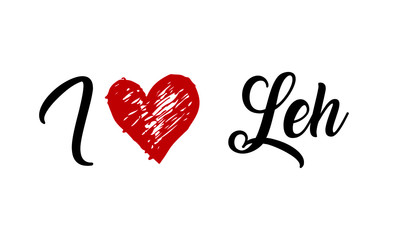 i love Leh Creative Cursive Typographic Template with red heart.