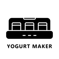 Cutout silhouette Rectangular yogurt maker. Outline icon of kitchen device for homemade yogurt. Black simple illustration. Flat isolated vector image on white background