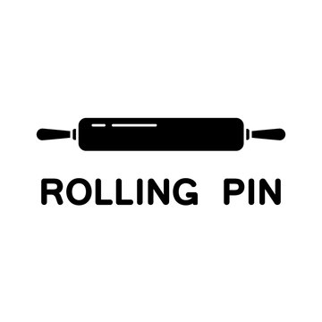 Cutout silhouette Rolling pin icon. Outline logo of kitchenware. Black simple illustration of device for rolling dough. Flat isolated vector image on white background. Symbol of homemade baking