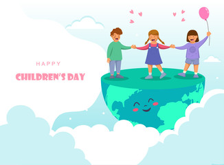 Fototapeta premium happy children's day. World childrens day vector background