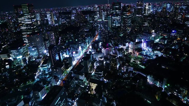 東京空撮風 タイムラプス　夜景　大都会 