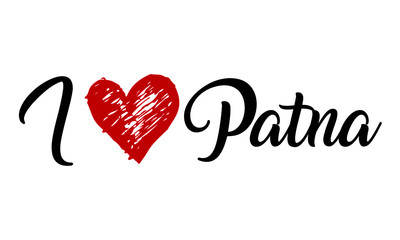 I Love Patna red heart and Creative Cursive Typographic Template.