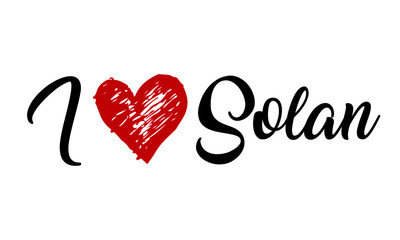 I Love Solan red heart and Creative Cursive Typographic Template.