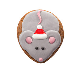 Gingerbread ginger Mouse. Isolated on a white.