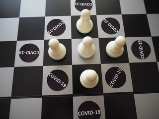 Chess pieces besieged by COVID-19  