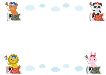 鯉のぼり　動物　こどもの日　フレーム1　イラスト