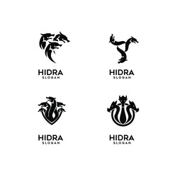 collection of hydra logo black icon design vector illustration - obrazy, fototapety, plakaty