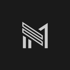 Creative Letter M1 logo icon design template elements
