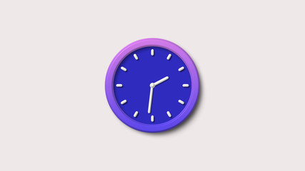 Blue 3d wall clock icon,Clock icon,White background 3d wall clock icon