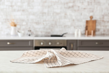 Napkin on table in kitchen