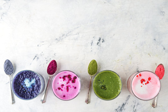 Different types of colored latte