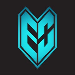 EO Logo monogram with emblem line style isolated on blue gradient colors