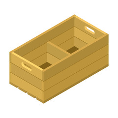 Wooden box vector icon. Isometric vector icon isolated on white background wooden box .