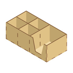 Wooden box vector icon. Isometric vector icon isolated on white background wooden box .