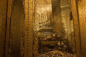 Buddha's sacred hair relic in the Botahtaung Pagoda, Yangon, Myanmar