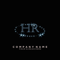 Initial Letter HR Logo With circle Template Vector	

