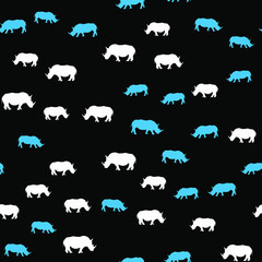 Seamless vector pattern with African Rhinos