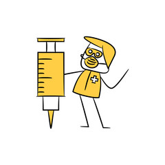 doctor and syringe covid - 19 protection concept