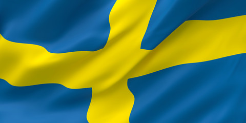 National Fabric Wave Closeup Flag of Sweden