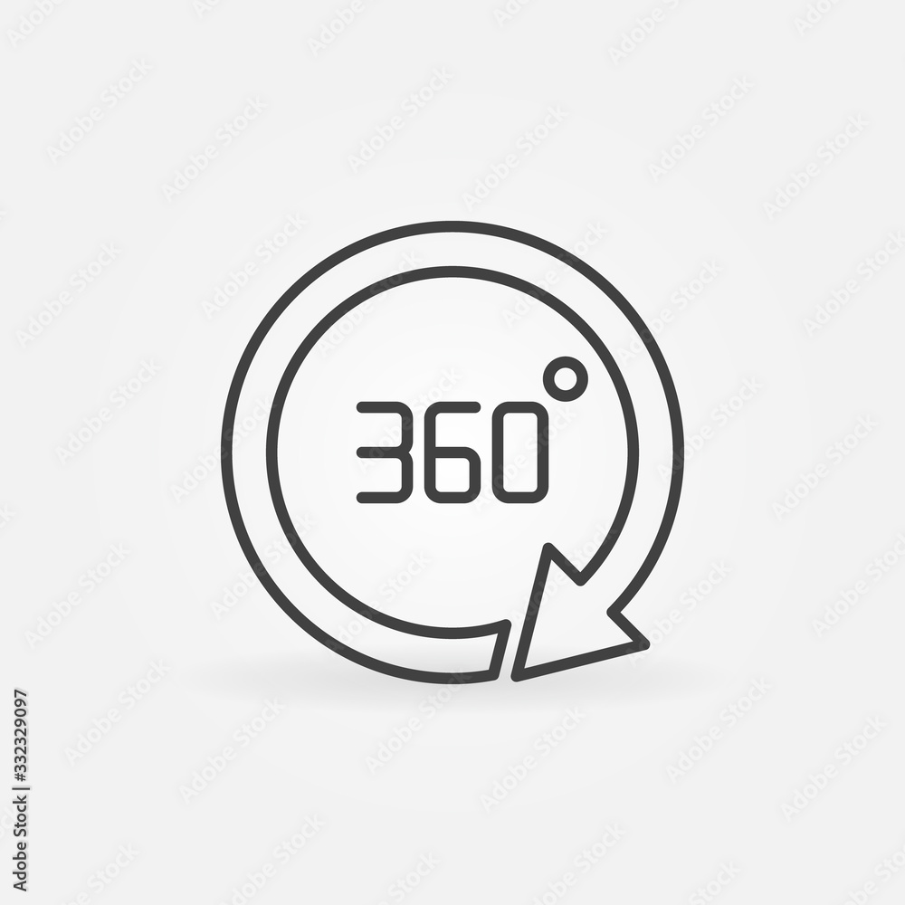 Poster 360 degrees rotation vector concept icon or symbol in outline style