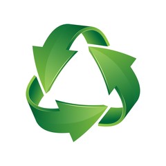 Obraz premium Green 3d recycle icon. Recycling sign isolated on white background