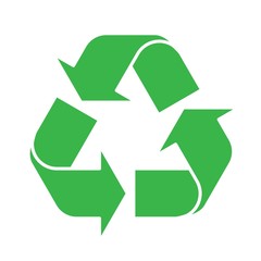 Green recycle icon. Recycling sign isolated on white background