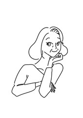 きれいで清潔感のある中高年女性の線画