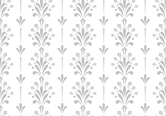 Flower geometric pattern. Seamless vector background. White and grey ornament. Ornament for fabric, wallpaper, packaging. Decorative print.