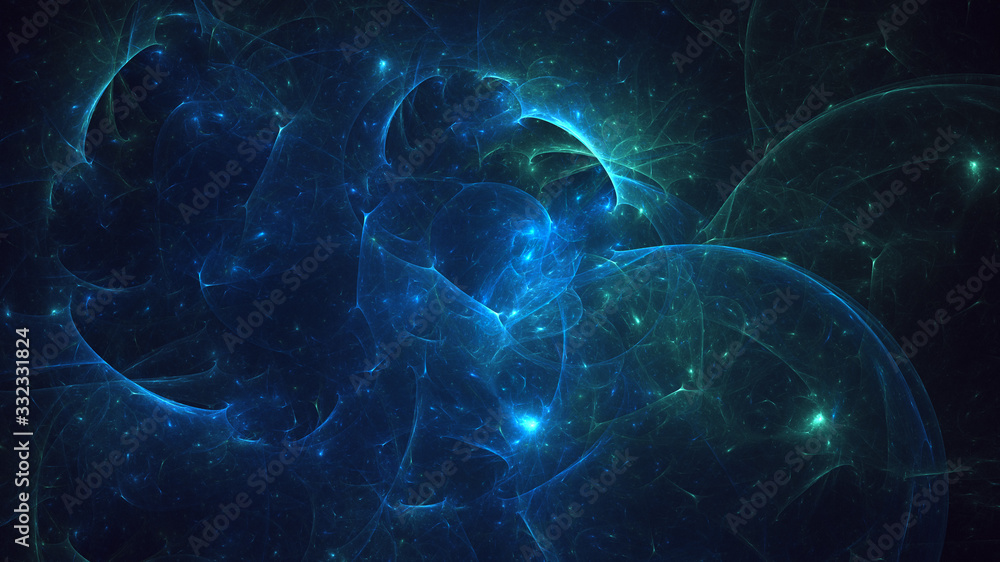 Poster 3d rendering abstract colorful fractal light background