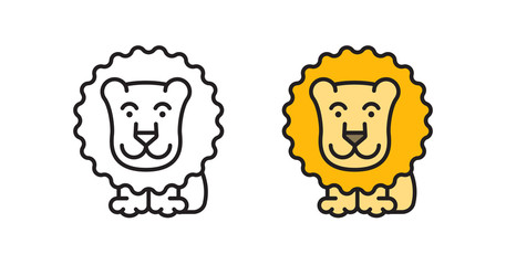 Cartoon lion icon in a modern flat style. Simple vector illustration.