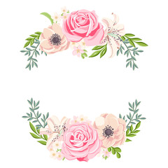 vector drawing flowers set