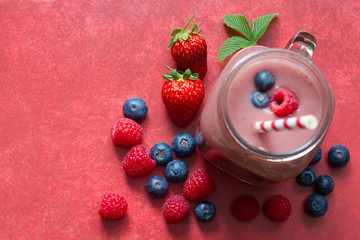 Berry smoothie with fresh fruits