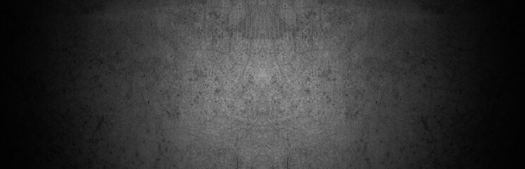 Old wall texture cement dark black gray panorama background abstract grey color design are light with white gradient background.