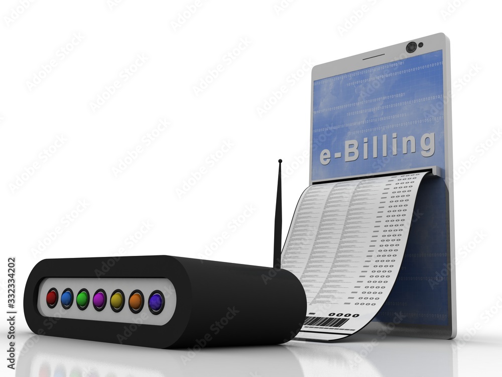 Poster 3d rendering transmitter wifi with mobile phone